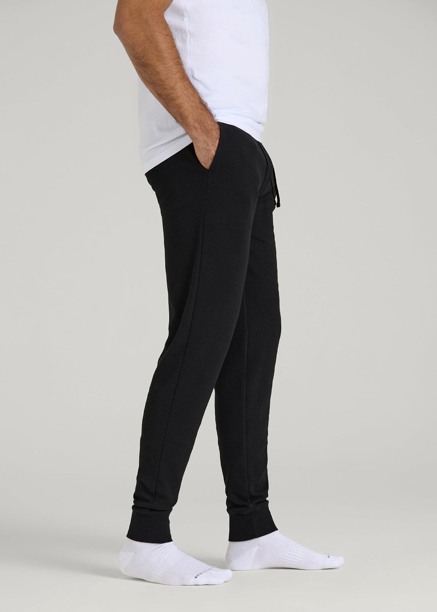 American Tall Men Waffle-Knit Lounge Jogger for Tall Men in Black