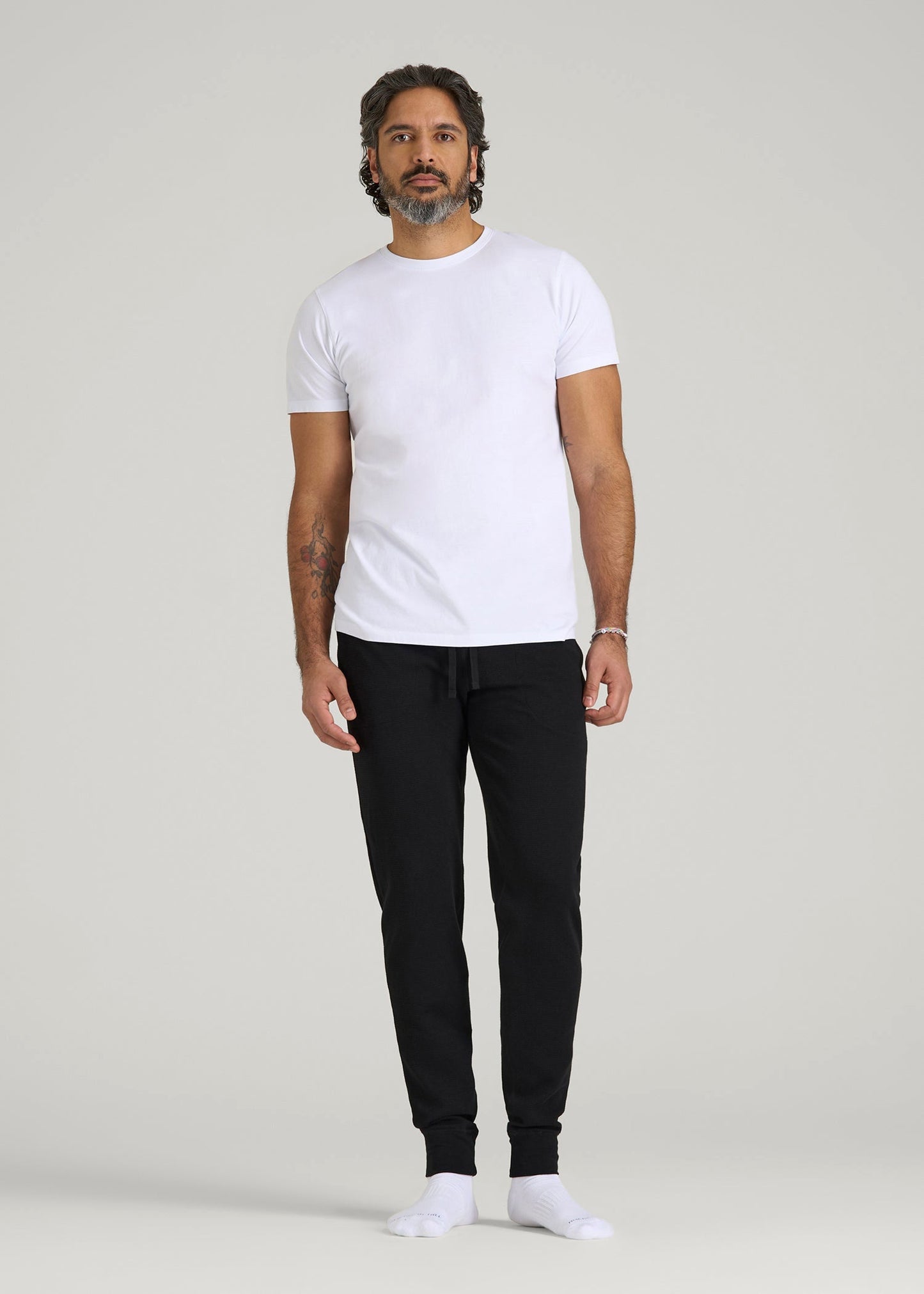 American Tall Men Waffle-Knit Lounge Jogger for Tall Men in Black