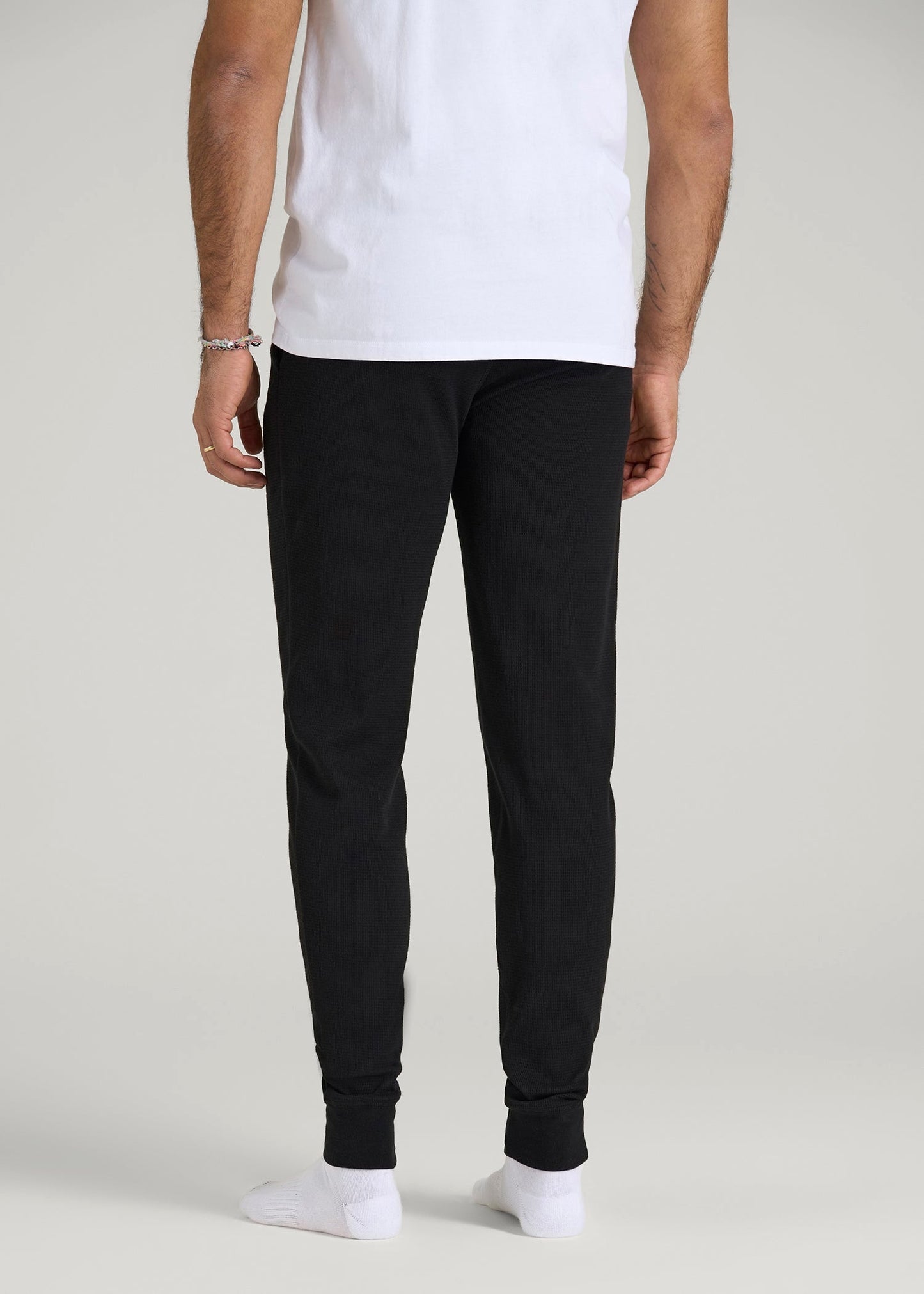 American Tall Men Waffle-Knit Lounge Jogger for Tall Men in Black