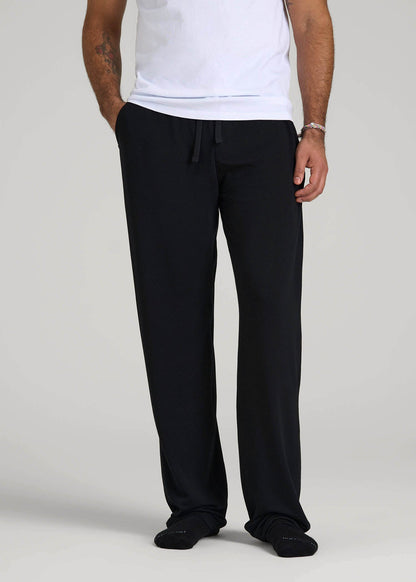 American Tall Men Open-Bottom Pajama Pants for Tall Men in Black