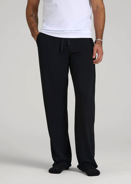 American Tall Men Open-Bottom Pajama Pants for Tall Men in Black