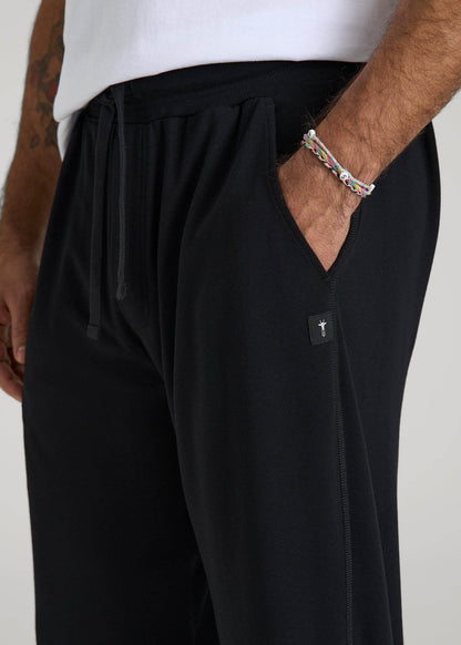 American Tall Men Open-Bottom Pajama Pants for Tall Men in Black