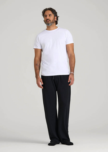 American Tall Men Open-Bottom Pajama Pants for Tall Men in Black