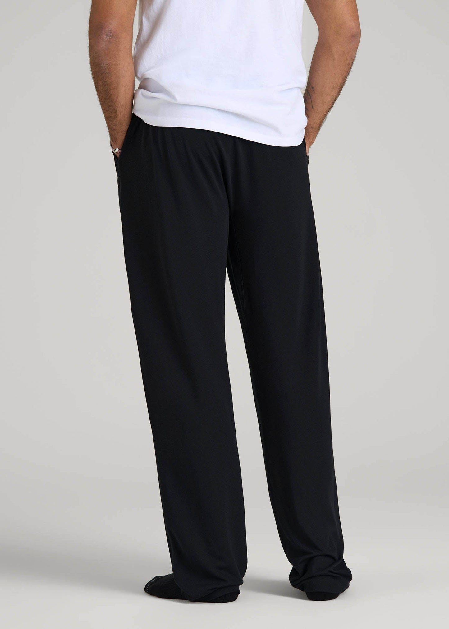 American Tall Men Open-Bottom Pajama Pants for Tall Men in Black