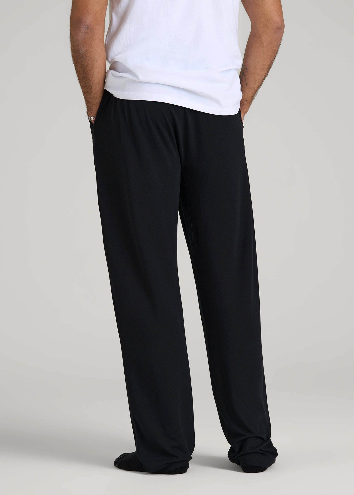 American Tall Men Open-Bottom Pajama Pants for Tall Men in Black