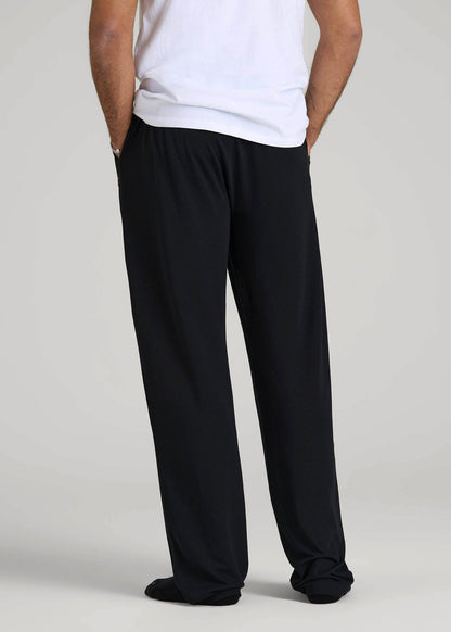 American Tall Men Open-Bottom Pajama Pants for Tall Men in Black