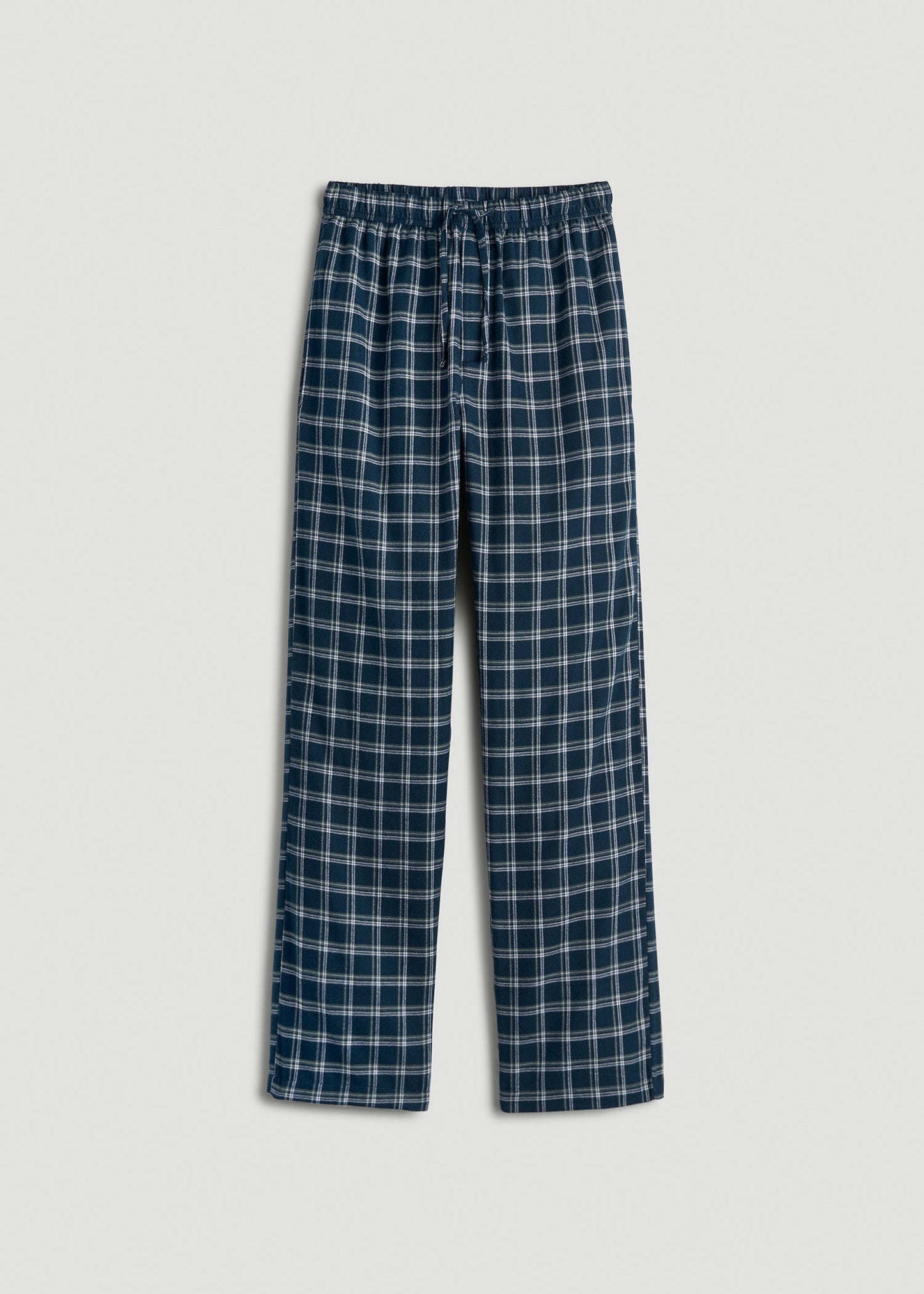 American Tall Men Flannel Pajama Pants for Tall Men in Navy Windowpane