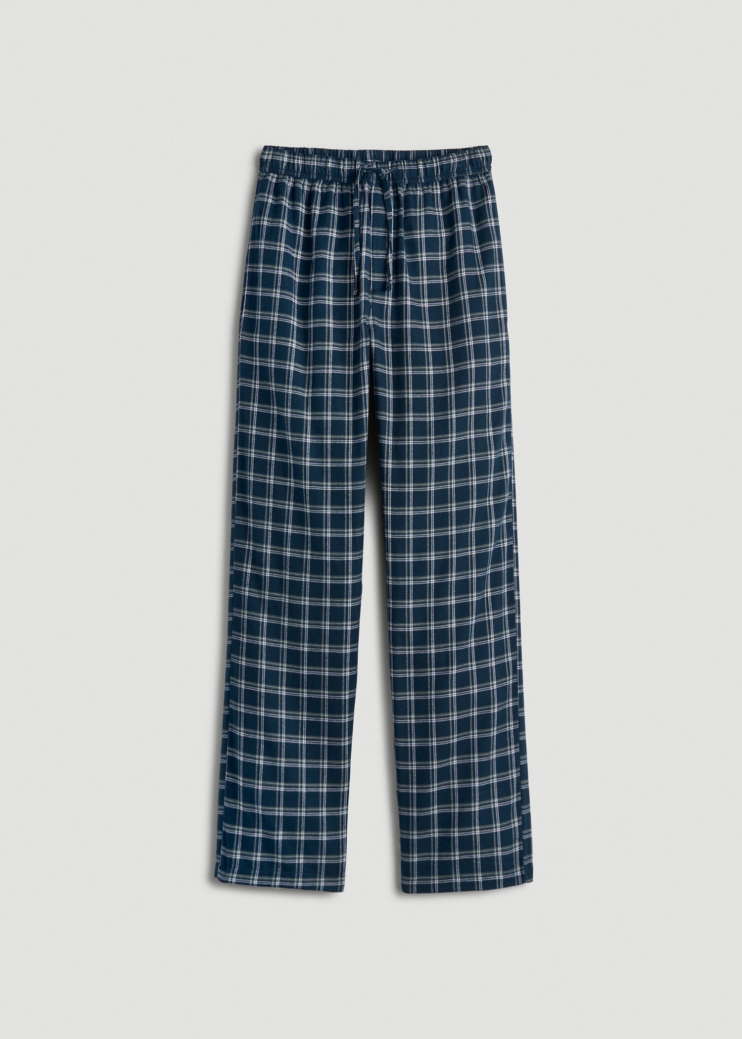American Tall Men Flannel Pajama Pants for Tall Men in Navy Windowpane