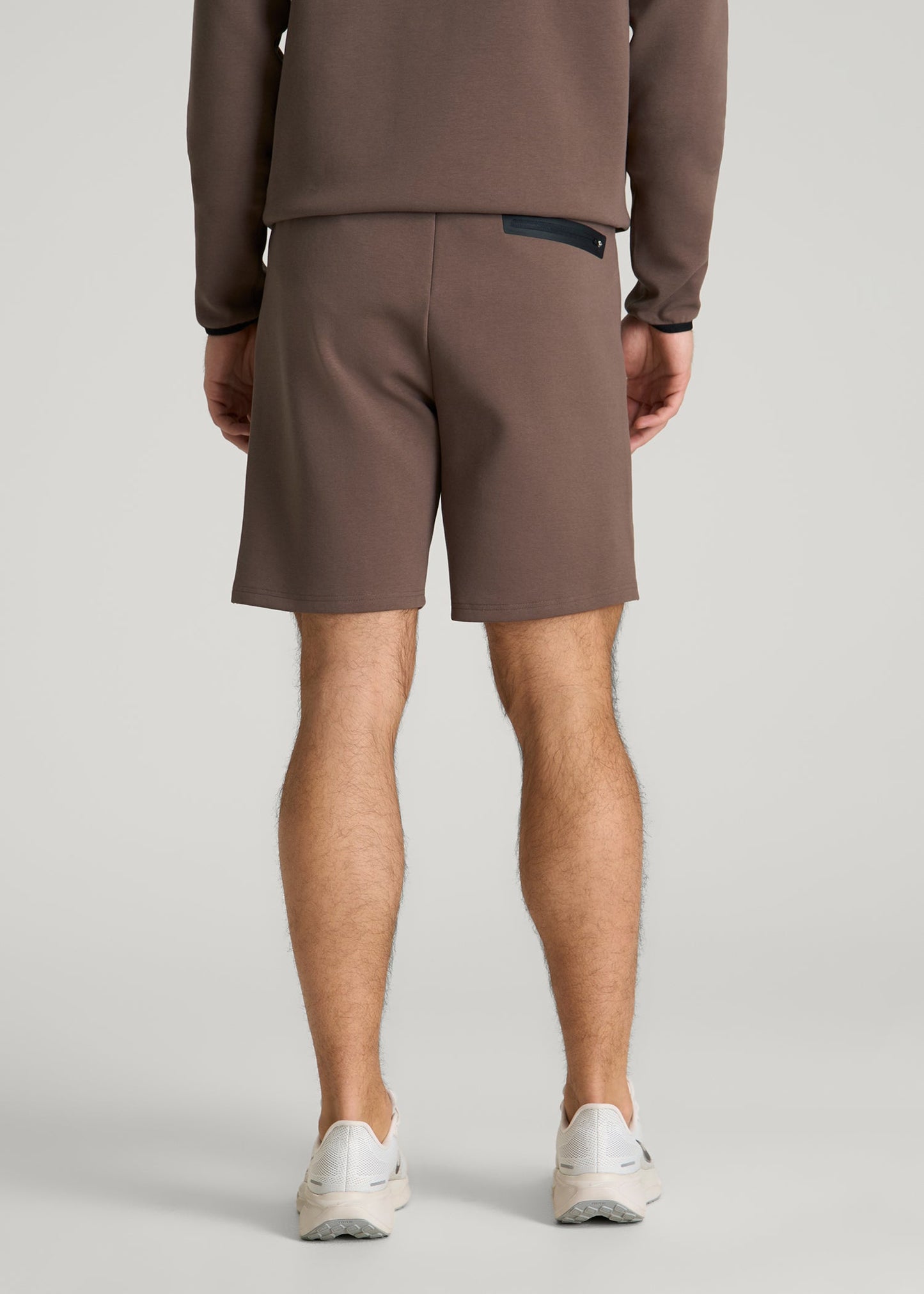 American Tall Men Tech Motion Fleece Shorts for Tall Men in Coffee Quartz