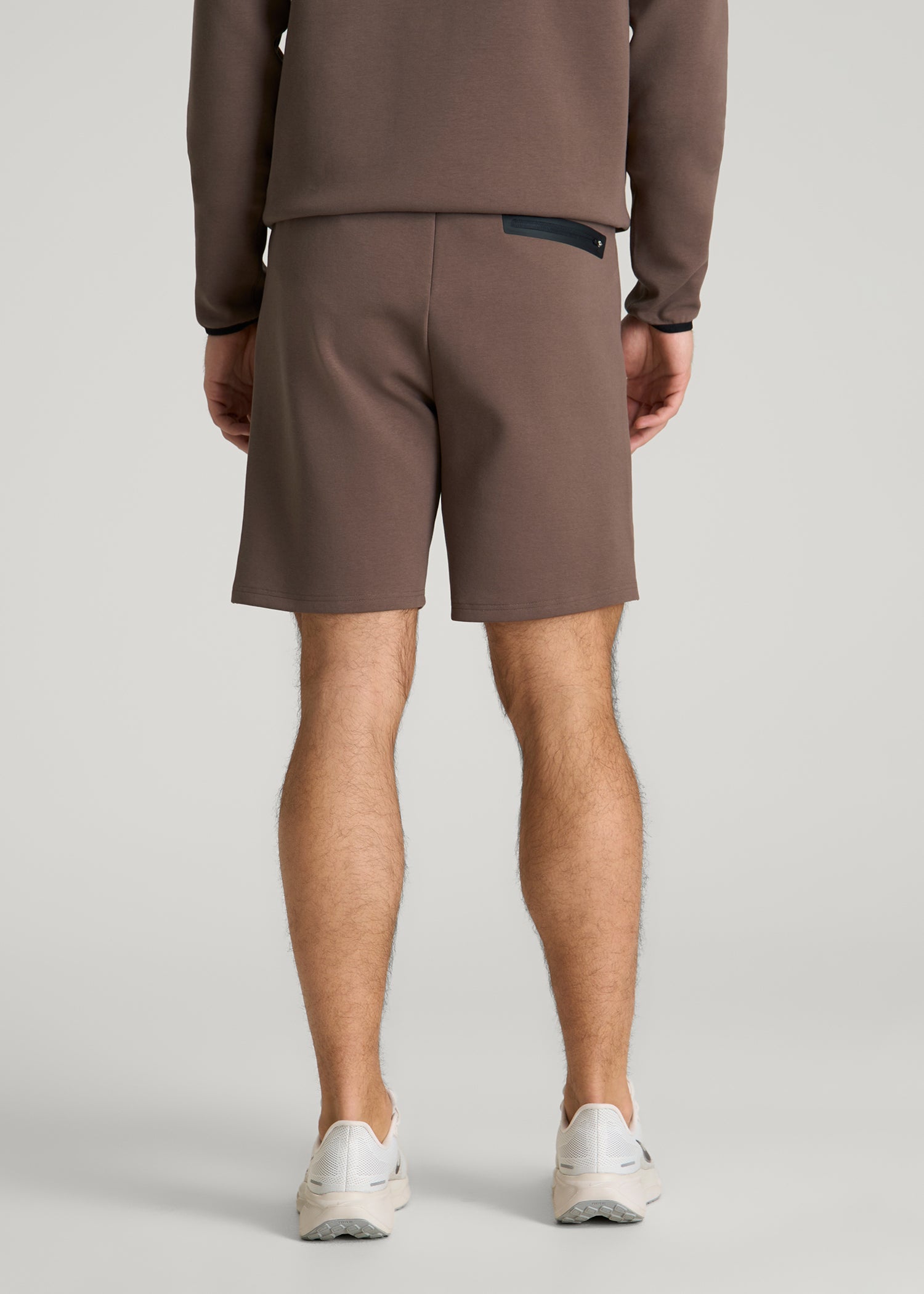 American Tall Men Tech Motion Fleece Shorts for Tall Men in Coffee Quartz