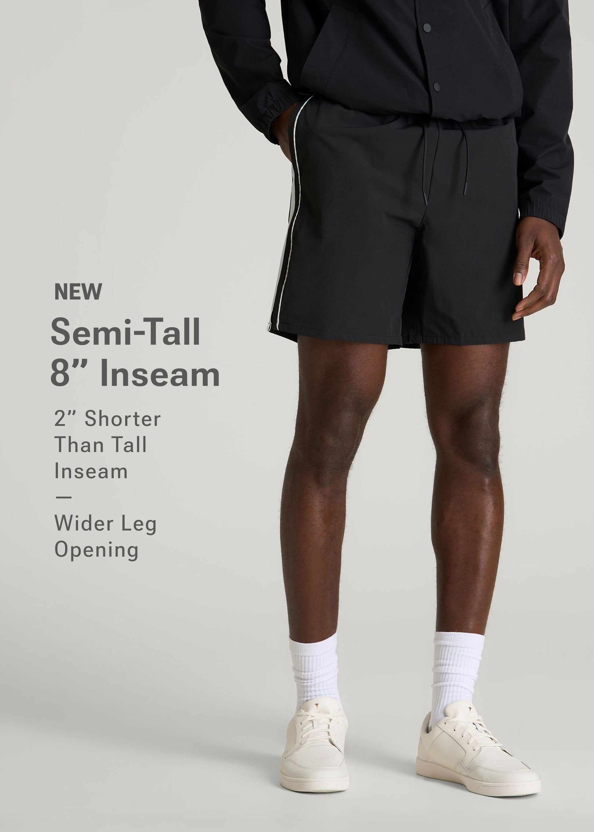 American Tall Men Flex Nylon Short for Tall Men in Black