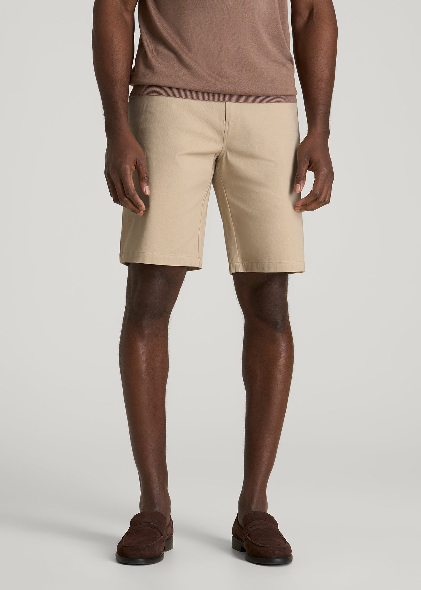 American Tall Men Stretch Commuter Chino Short for Tall Men in Warm Taupe