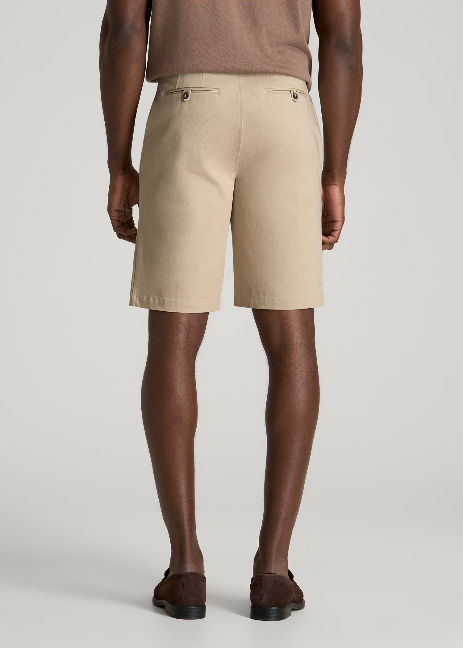 American Tall Men Stretch Commuter Chino Short for Tall Men in Warm Taupe