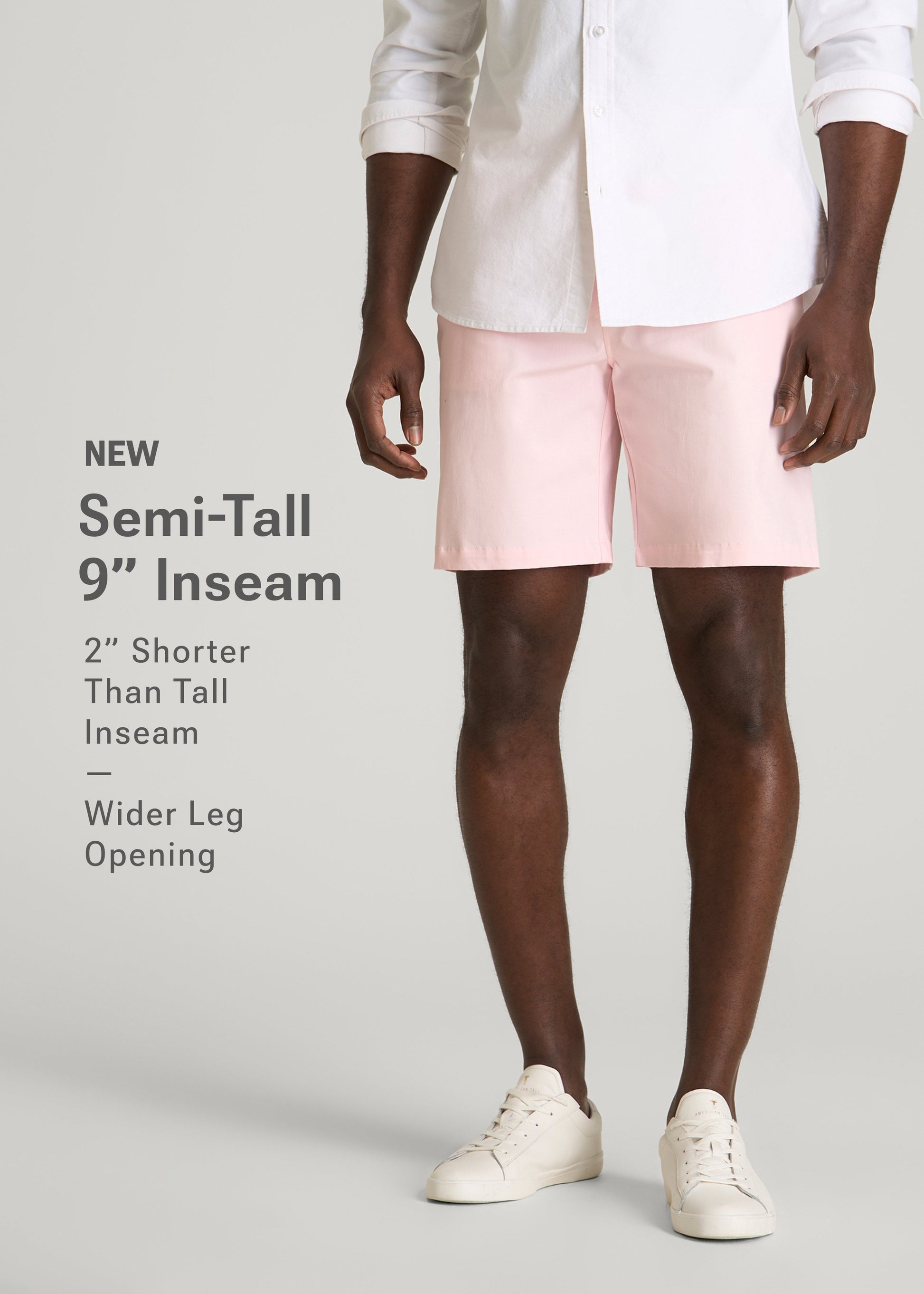 American Tall Men Stretch Commuter Chino Short for Tall Men in Barely Pink