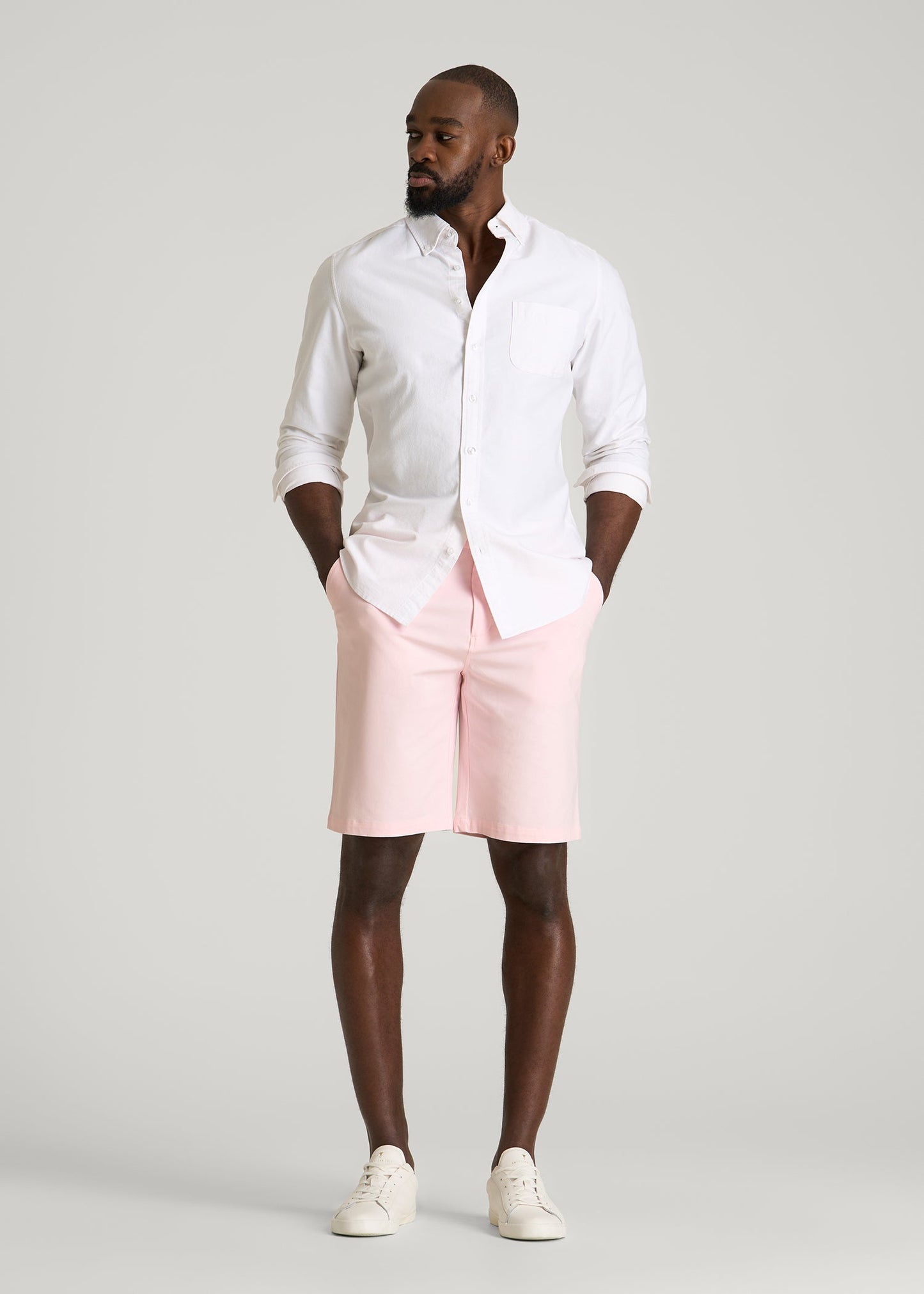 American Tall Men Stretch Commuter Chino Short for Tall Men in Barely Pink