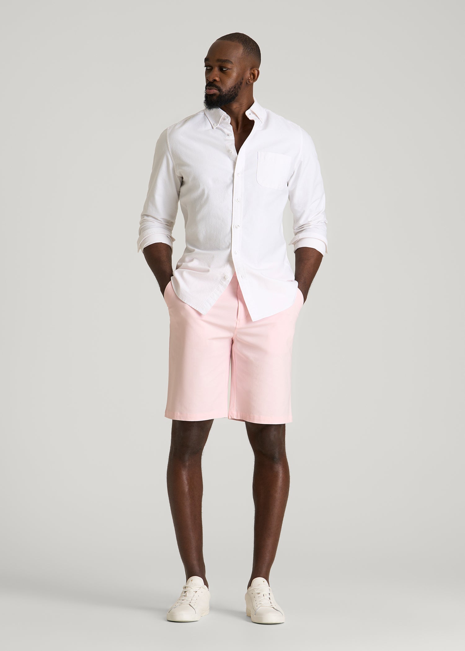 American Tall Men Stretch Commuter Chino Short for Tall Men in Barely Pink