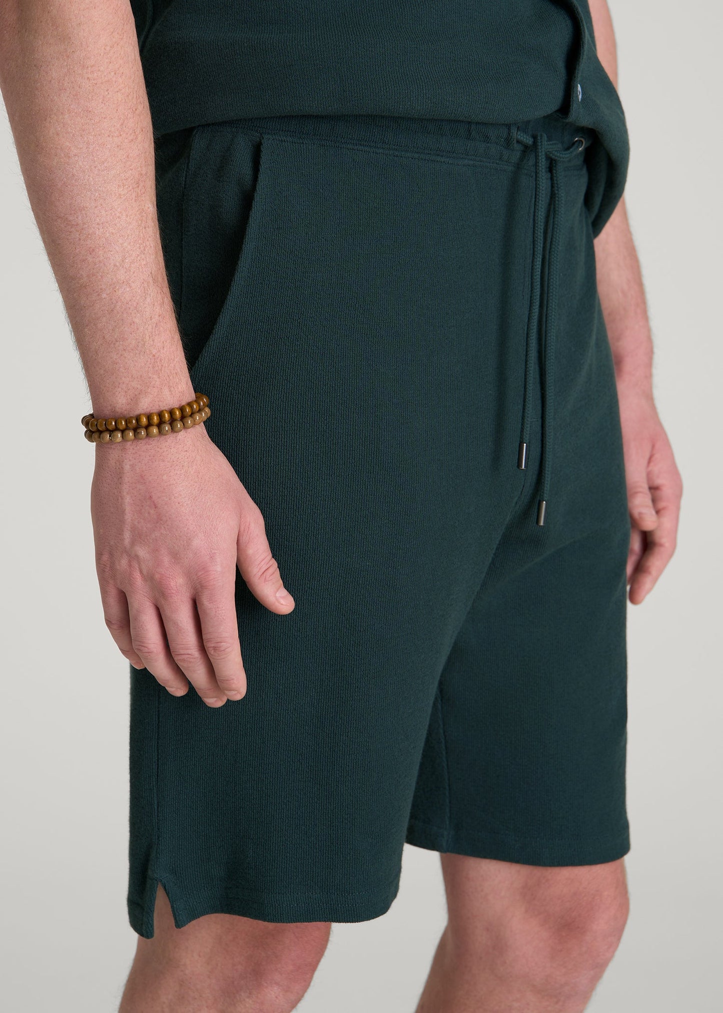 American Tall Men Terry Cotton Pull-On Shorts for Tall Men in Emerald