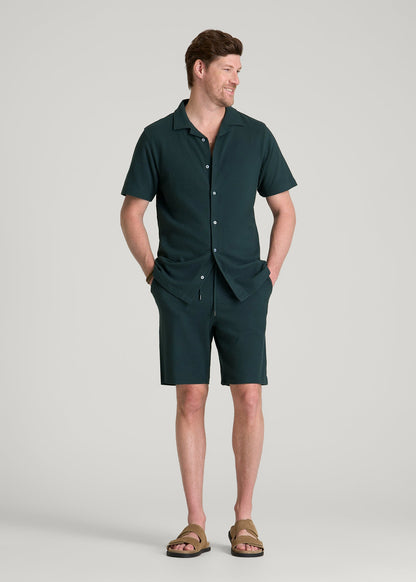 American Tall Men Terry Cotton Pull-On Shorts for Tall Men in Emerald