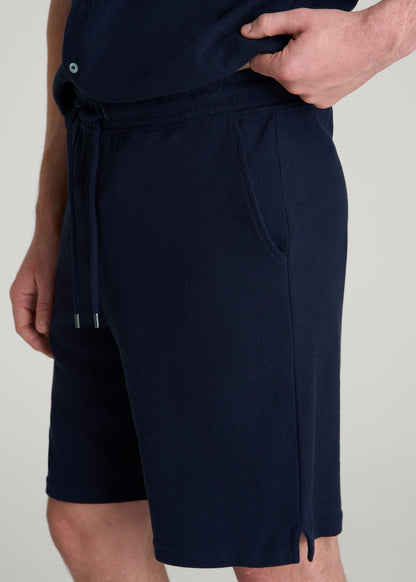 American Tall Men Terry Cotton Pull-On Shorts for Tall Men in Patriot Blue