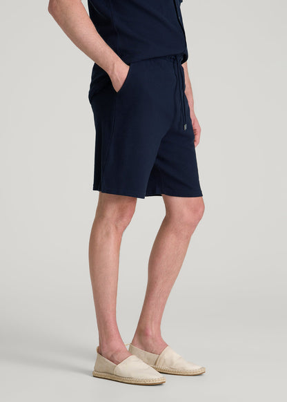 American Tall Men Terry Cotton Pull-On Shorts for Tall Men in Patriot Blue