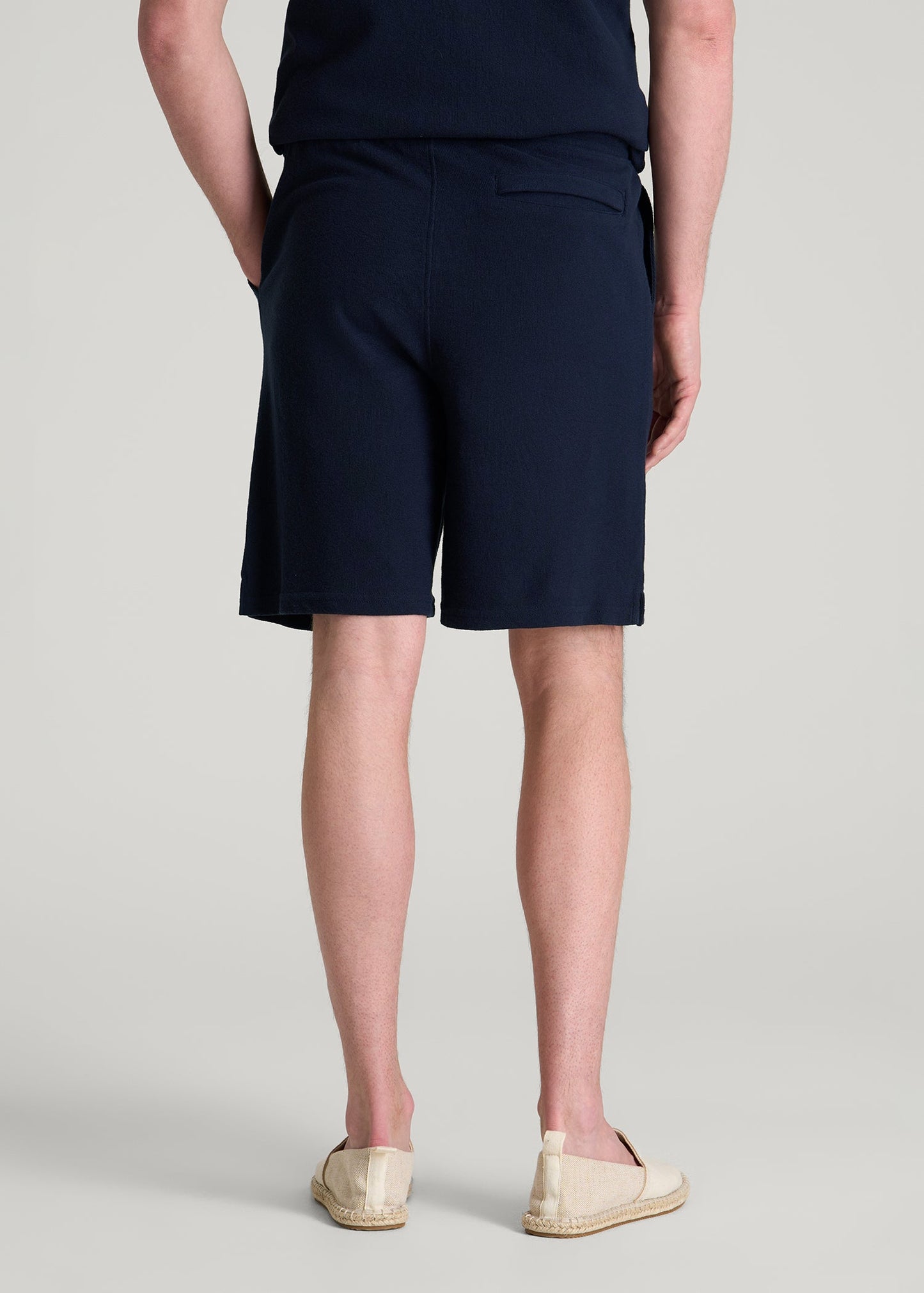 American Tall Men Terry Cotton Pull-On Shorts for Tall Men in Patriot Blue