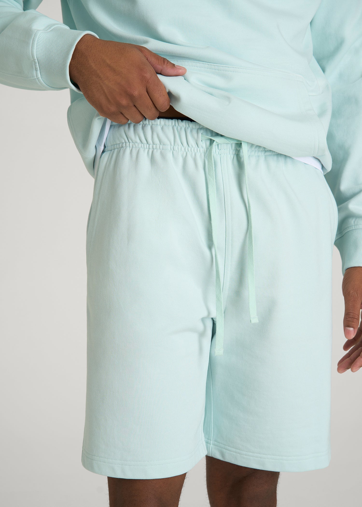 American Tall Men Everyday French Terry Shorts for Tall Men in Opal Blue
