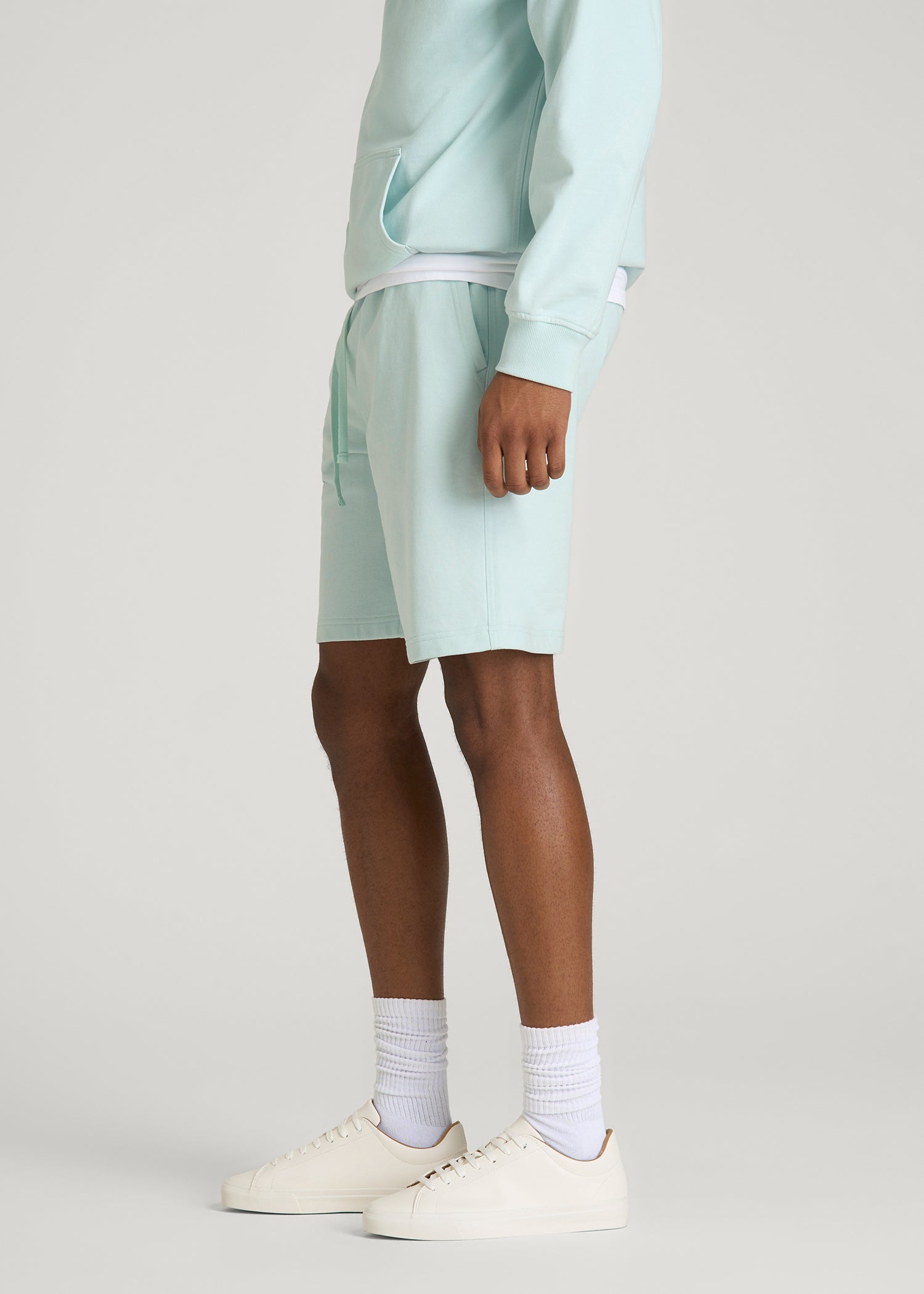 American Tall Men Everyday French Terry Shorts for Tall Men in Opal Blue