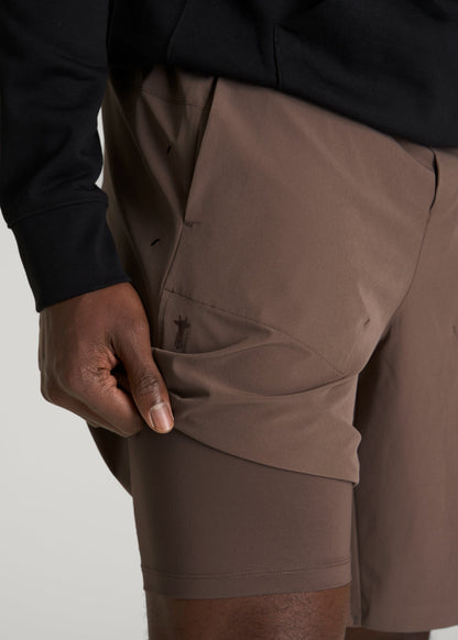 American Tall Men 2-in-1 Featherweight Running Short for Tall Men in Coffee Quartz