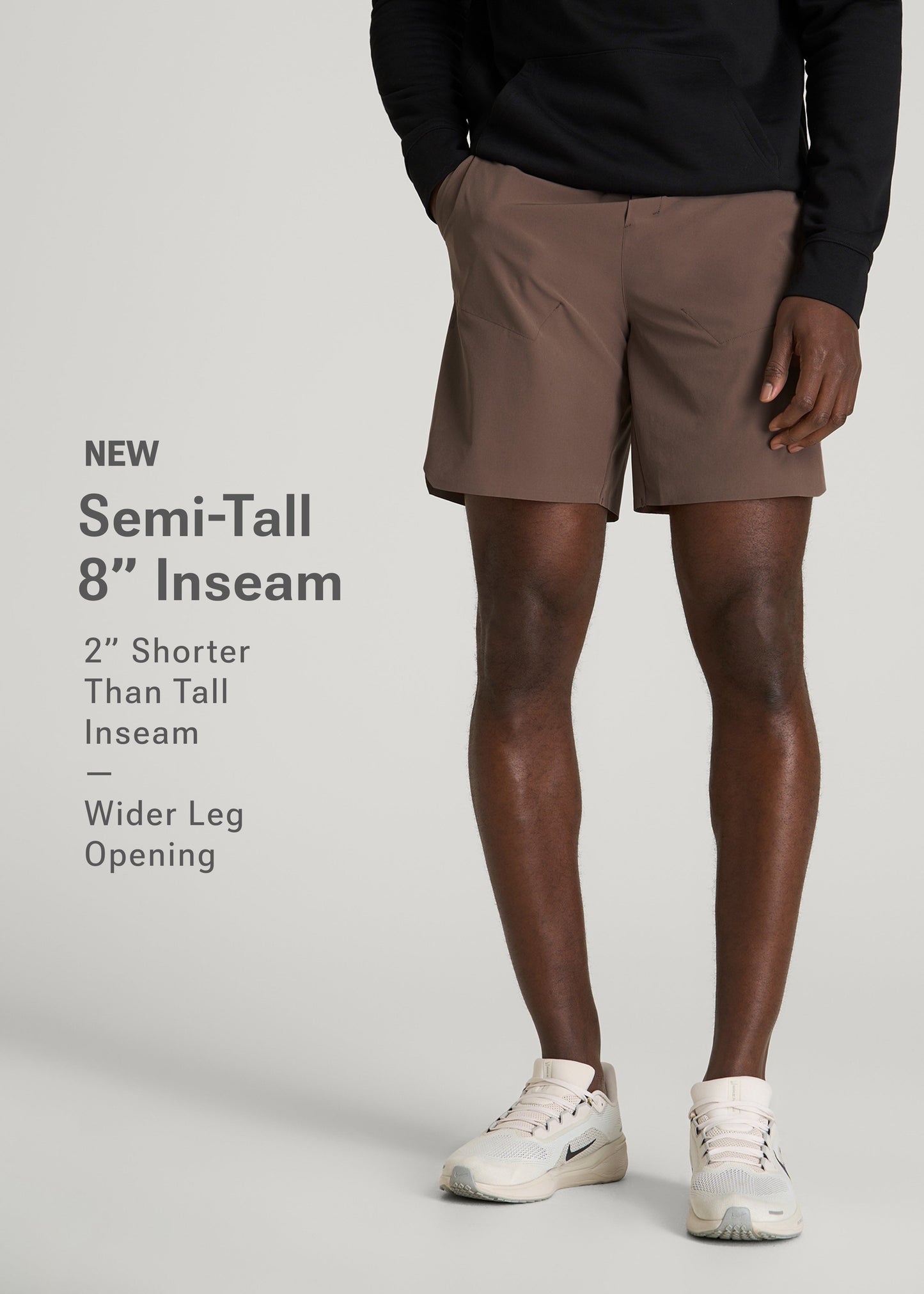 American Tall Men 2-in-1 Featherweight Running Short for Tall Men in Coffee Quartz