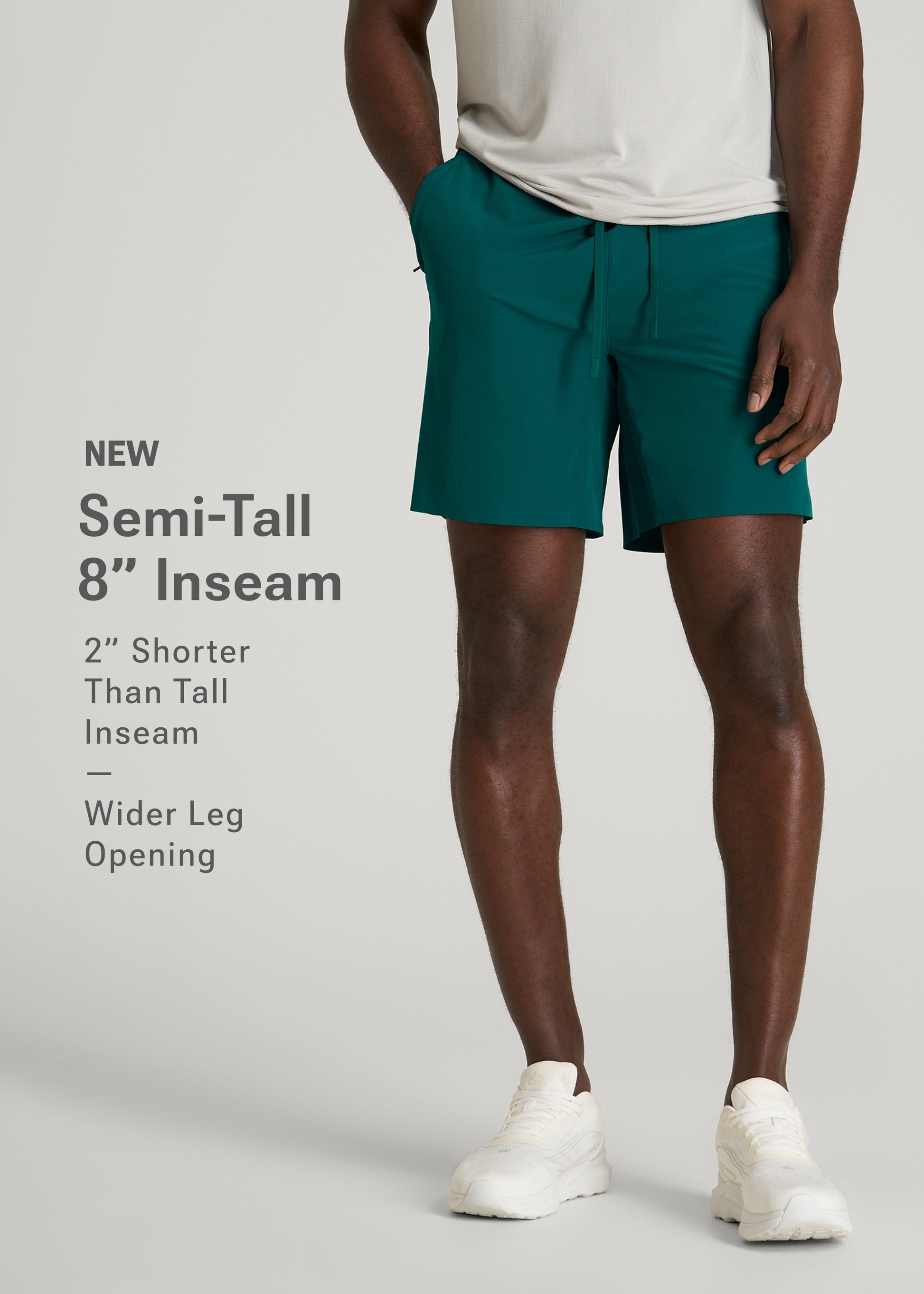 American Tall Men Featherweight Linerless Running Short for Tall Men in Deep Teal