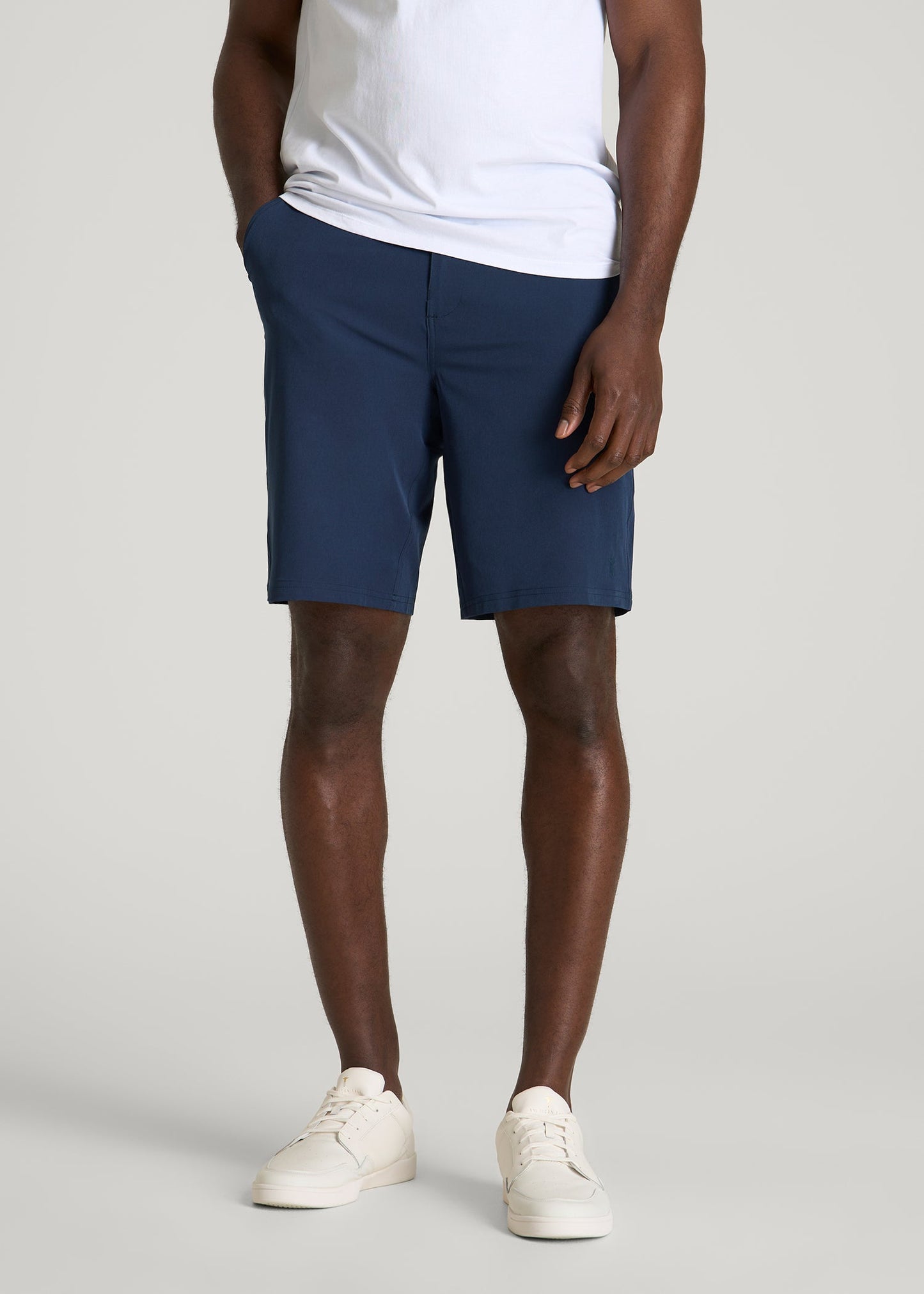 American Tall Men Stretch Hybrid Shorts for Tall Men in Navy Blue