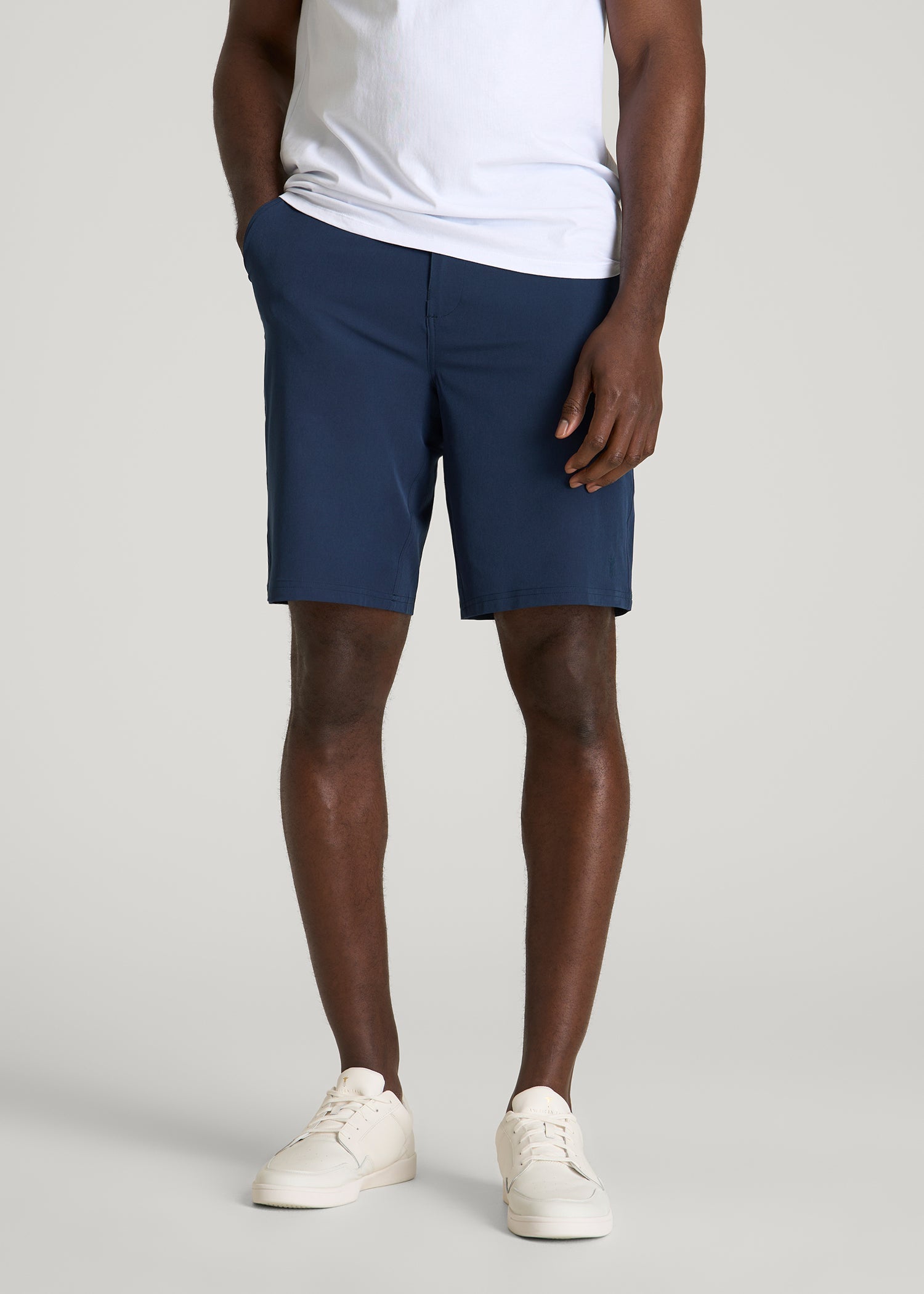 American Tall Men Stretch Hybrid Shorts for Tall Men in Navy Blue