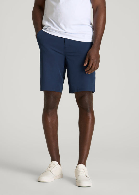 American Tall Men Stretch Hybrid Shorts for Tall Men in Navy Blue