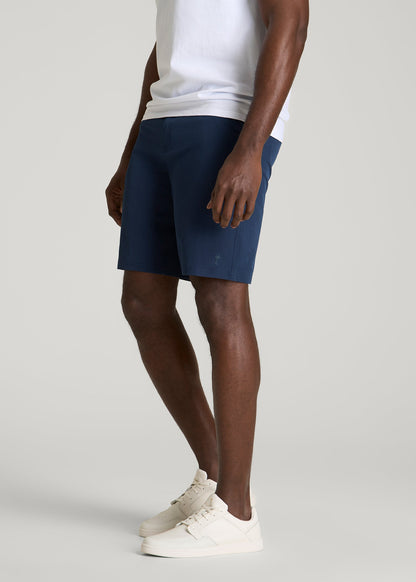 American Tall Men Stretch Hybrid Shorts for Tall Men in Navy Blue