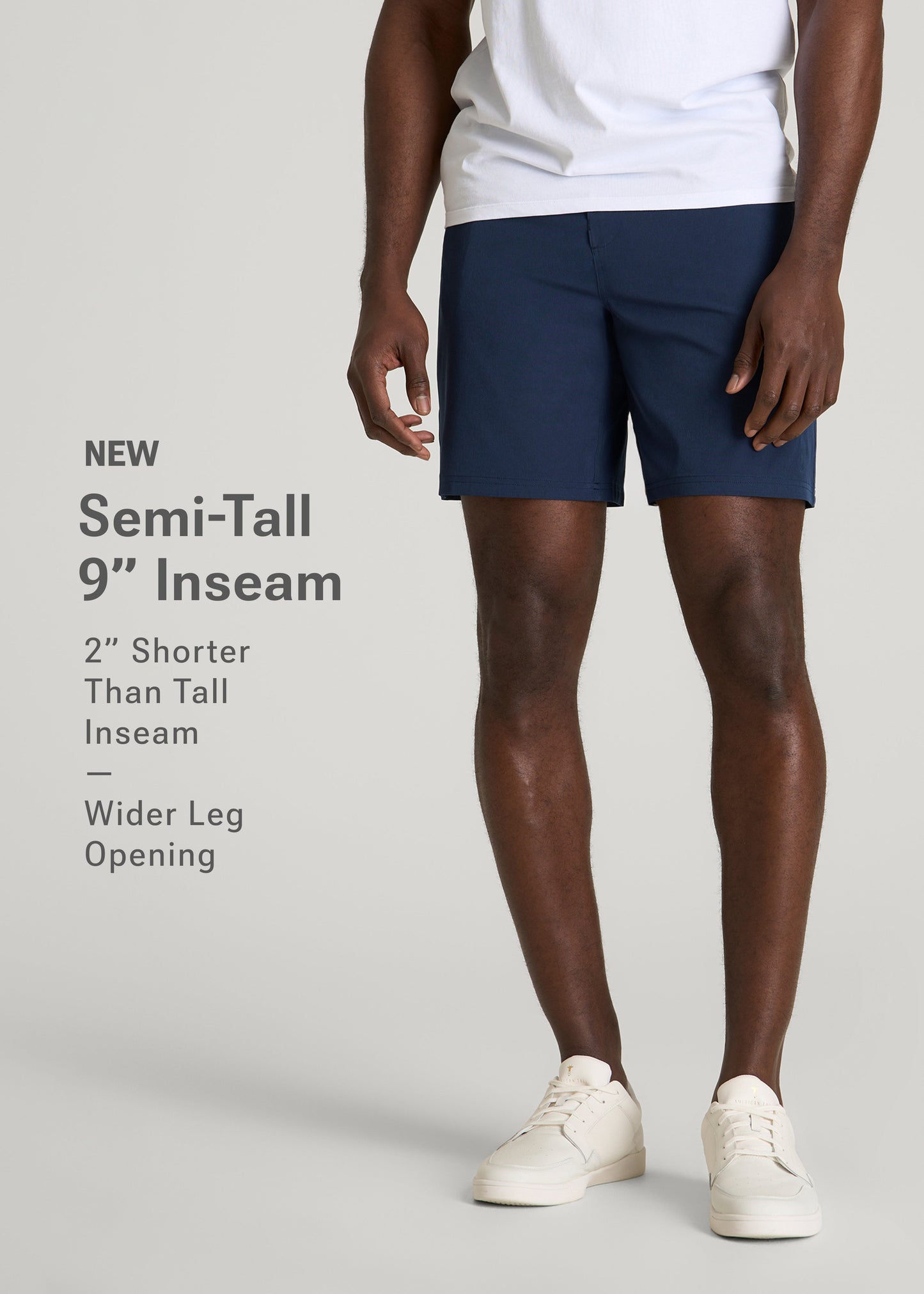 American Tall Men Stretch Hybrid Shorts for Tall Men in Navy Blue