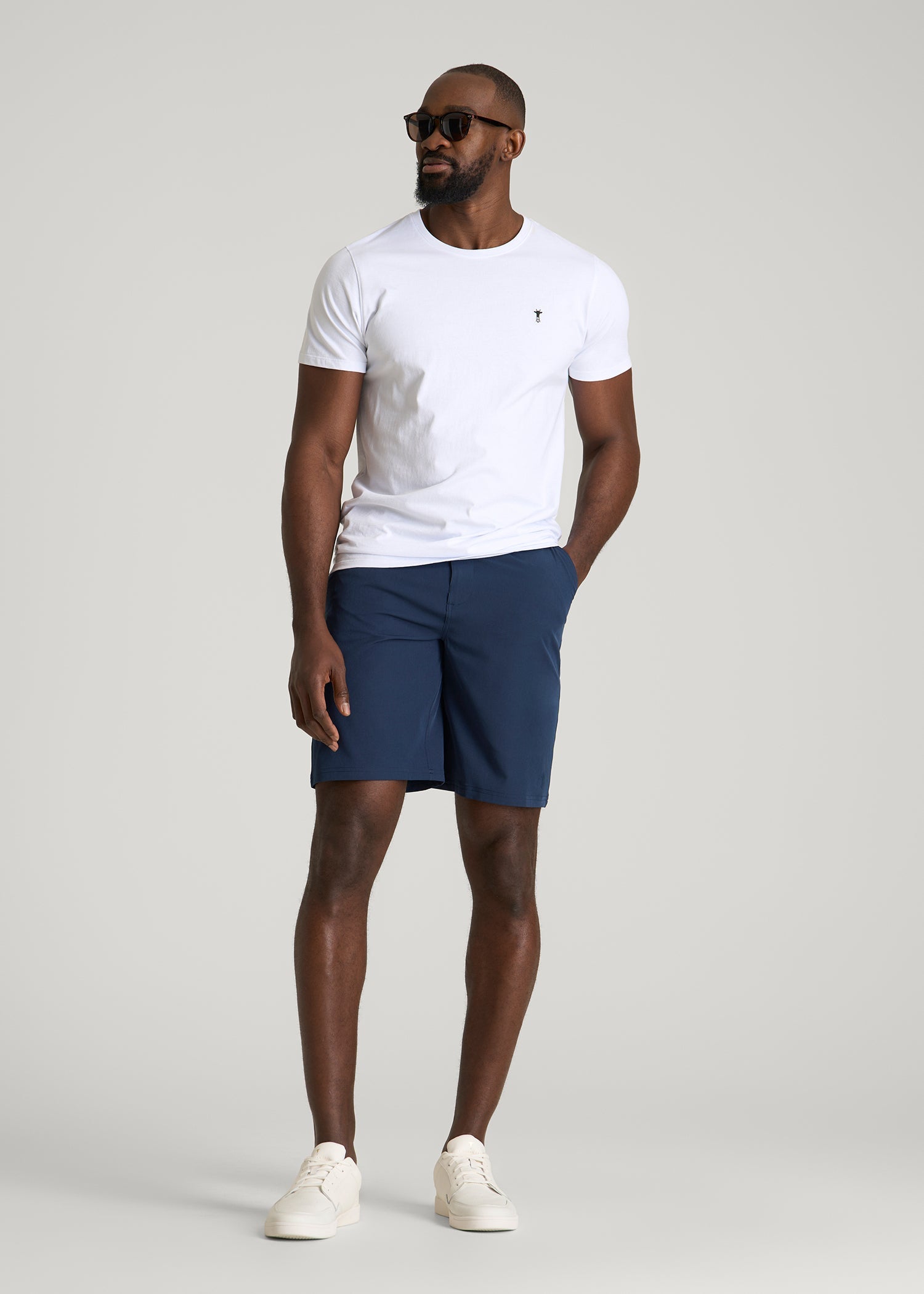 American Tall Men Stretch Hybrid Shorts for Tall Men in Navy Blue