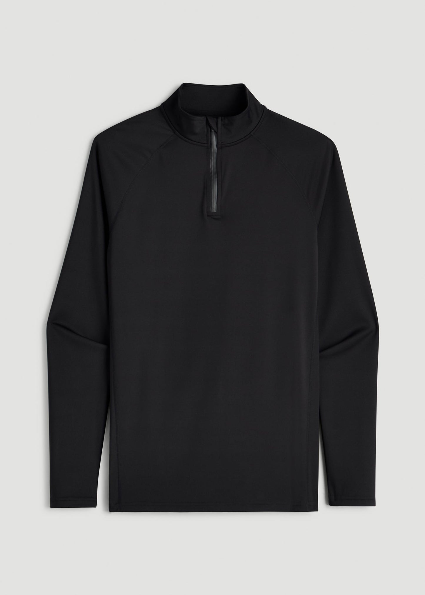 American Tall Men Quarter Zip Long Sleeves Rashguard for Tall Men in Deep Black