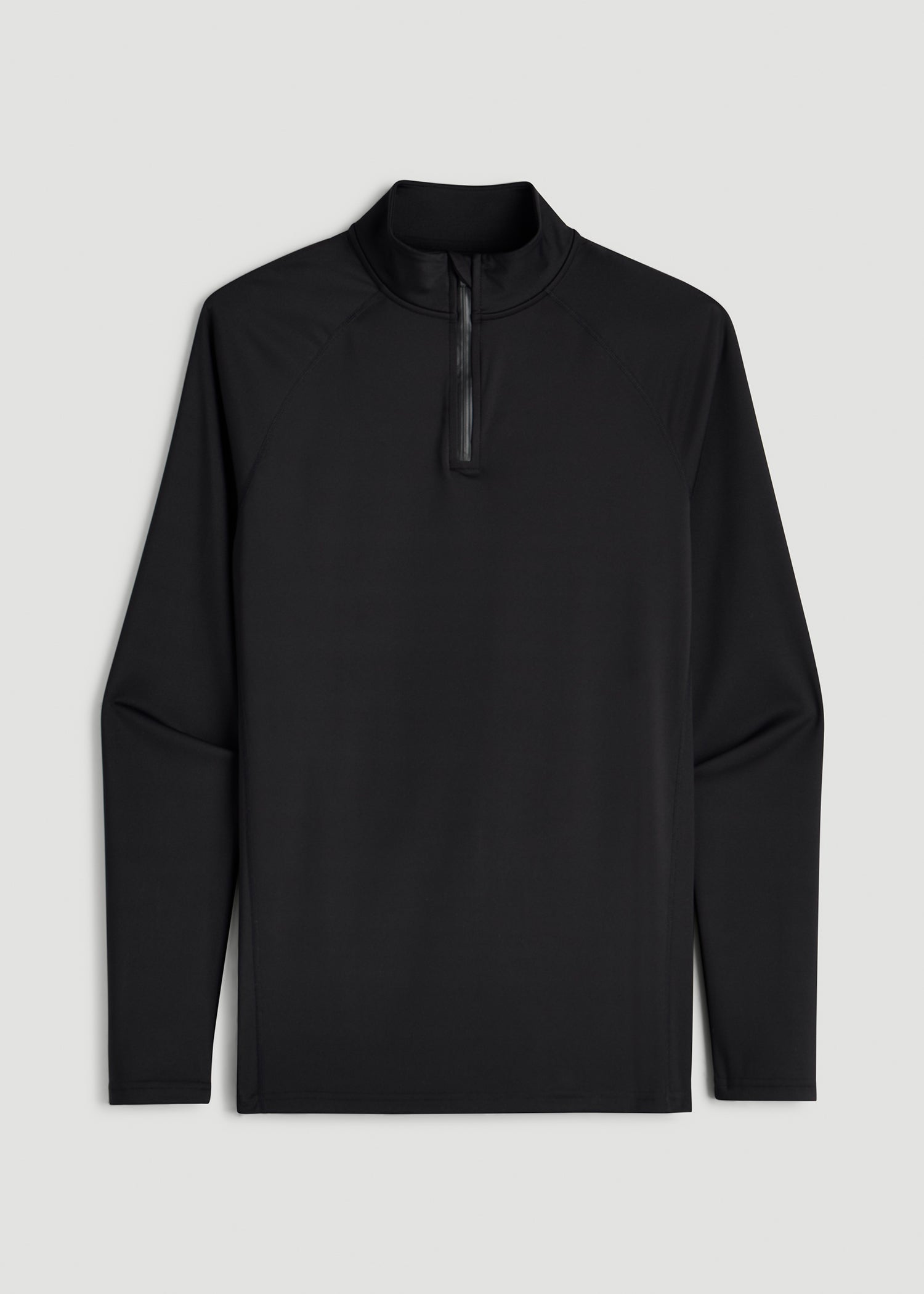 American Tall Men Quarter Zip Long Sleeves Rashguard for Tall Men in Deep Black