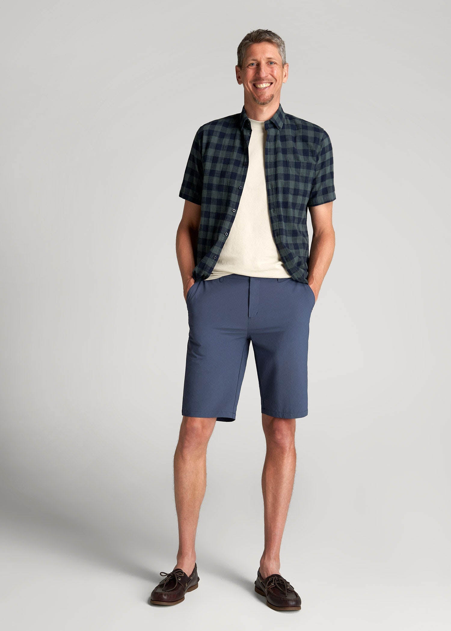 American Tall Men Premium Hybrid Shorts for Tall Men in Smoky Blue