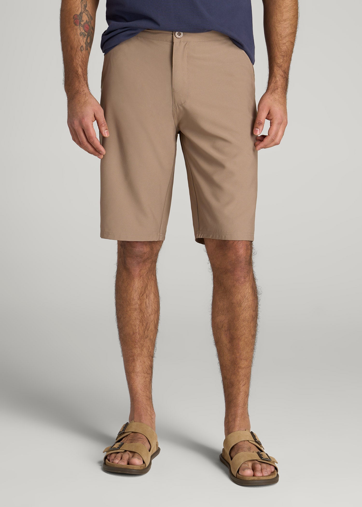 American Tall Men Hybrid Shorts for Tall Men in Dark Sand