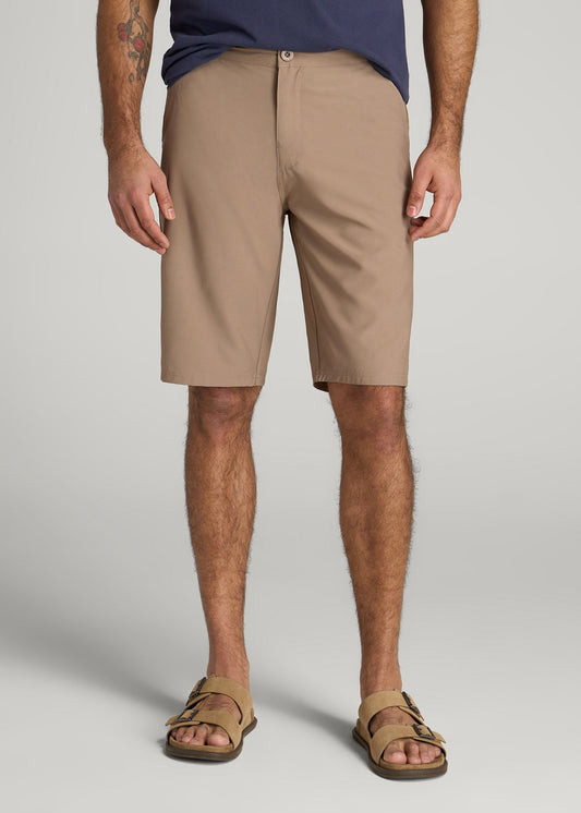 American Tall Men Hybrid Shorts for Tall Men in Dark Sand