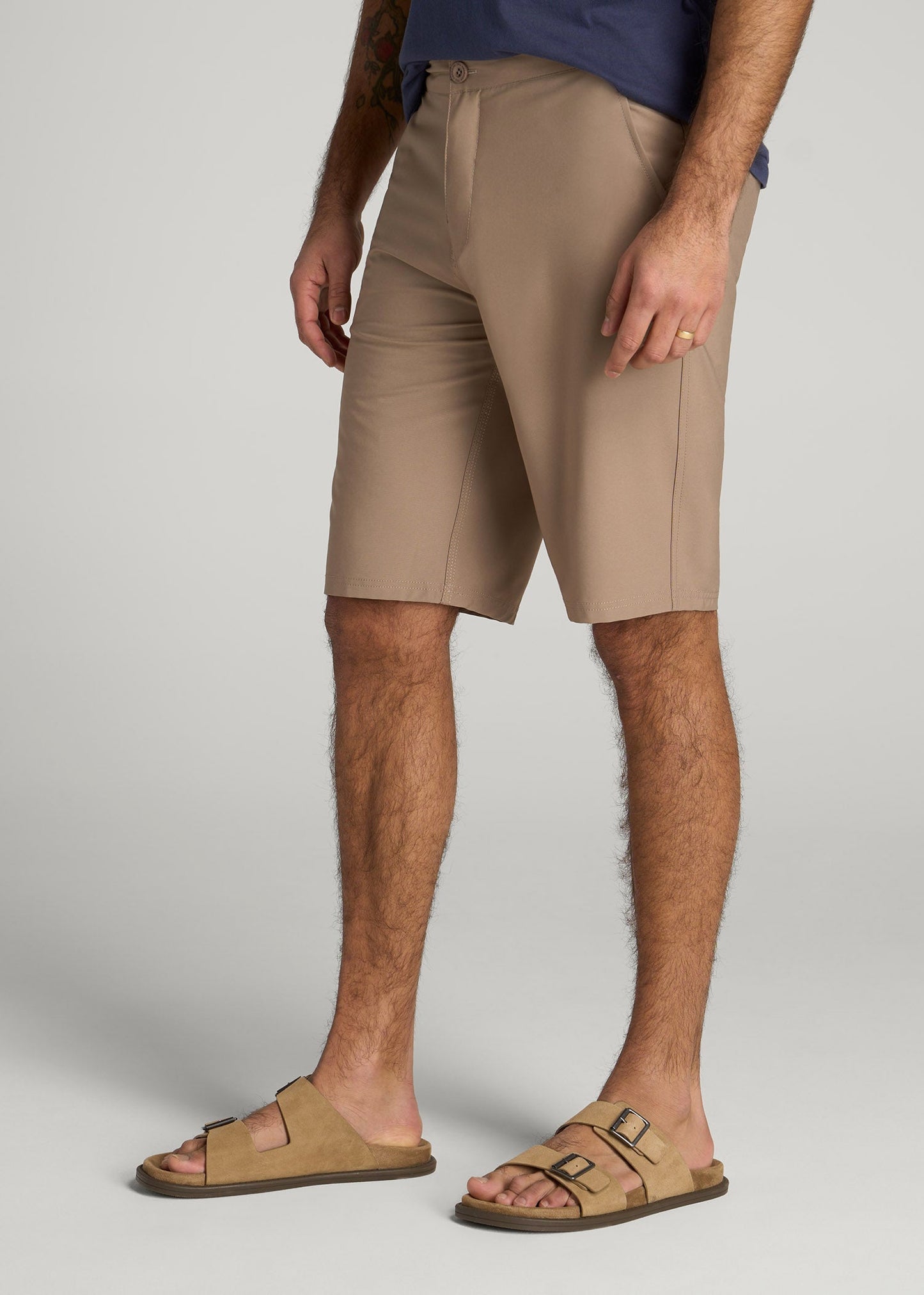 American Tall Men Hybrid Shorts for Tall Men in Dark Sand