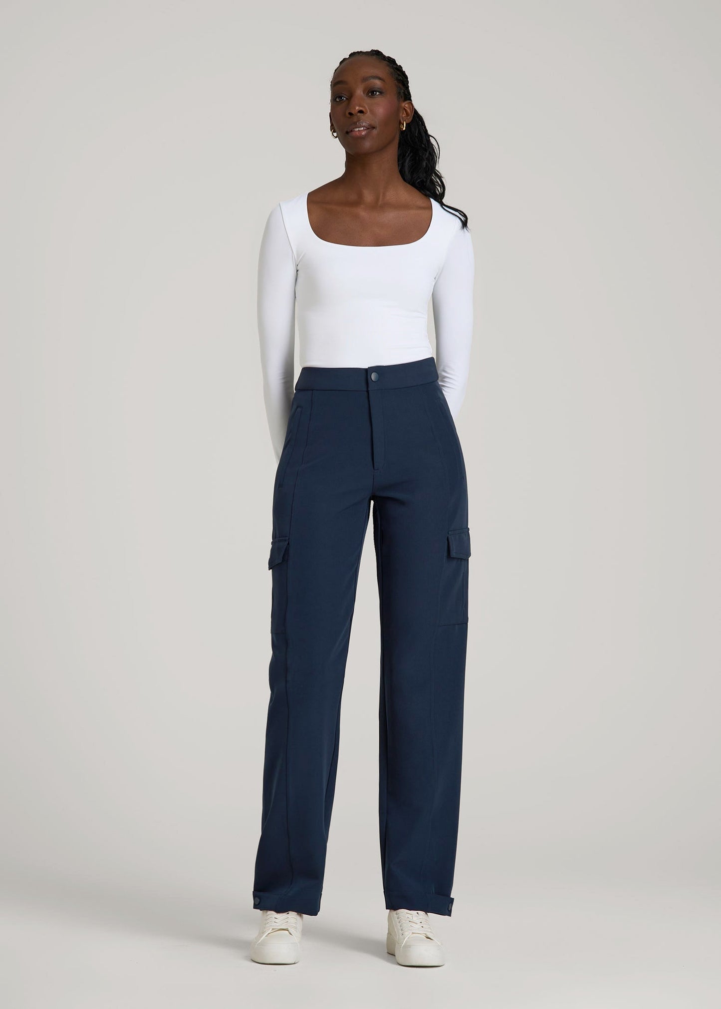 American Tall Men|Women Traveler Cargo Pants for Tall Women in Navy