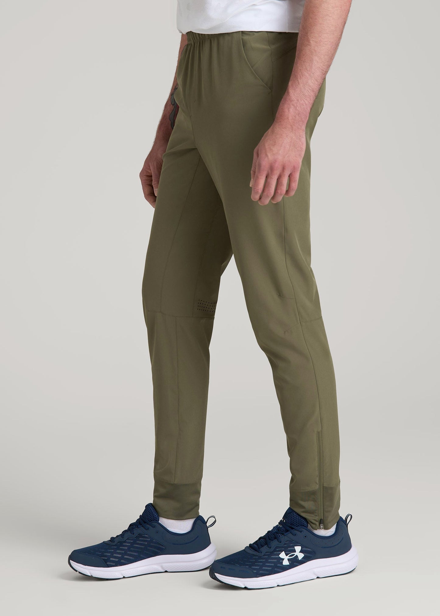 American Tall Men Featherweight Perforated Training Joggers for Tall Men in Olive