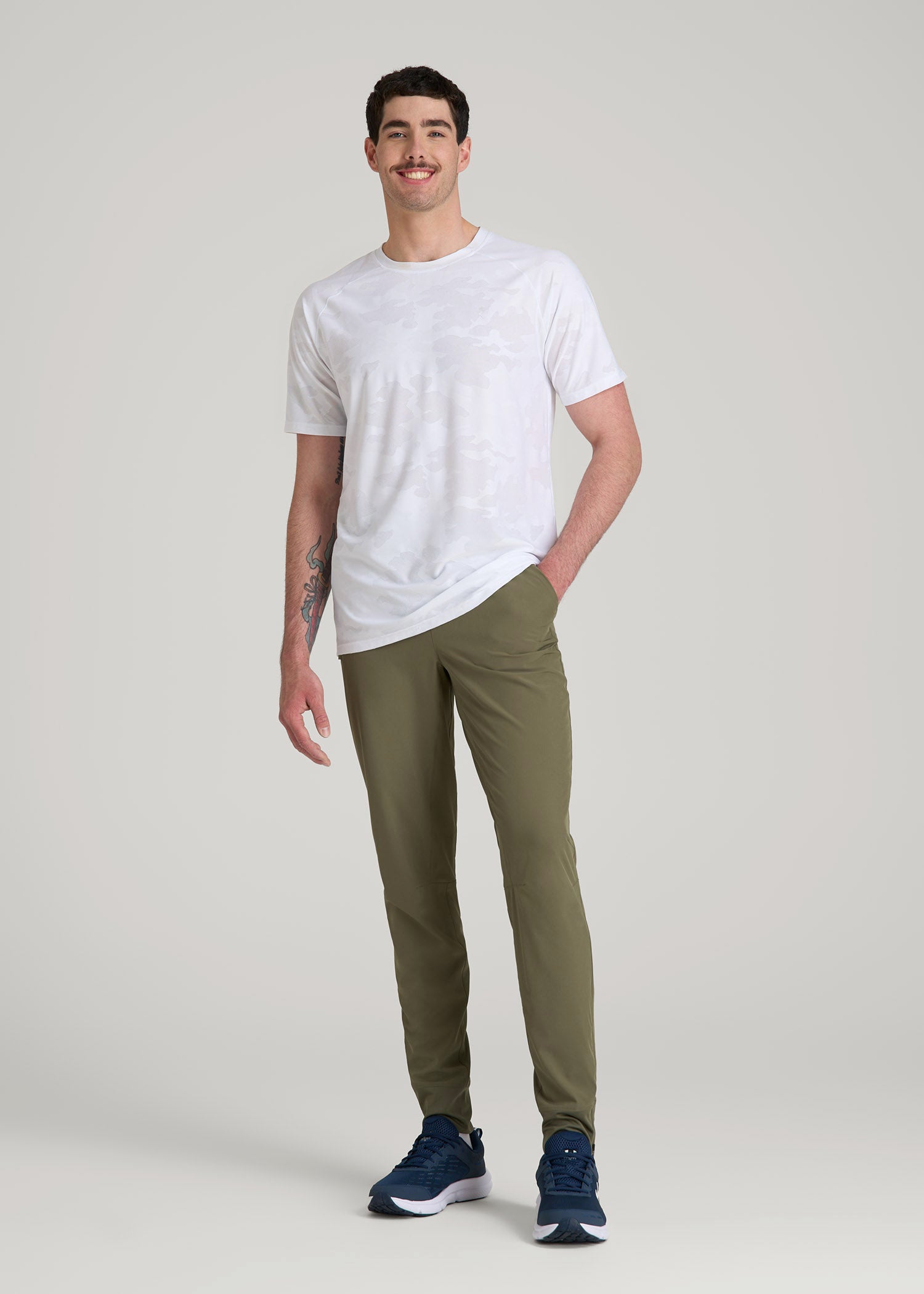 American Tall Men Featherweight Perforated Training Joggers for Tall Men in Olive