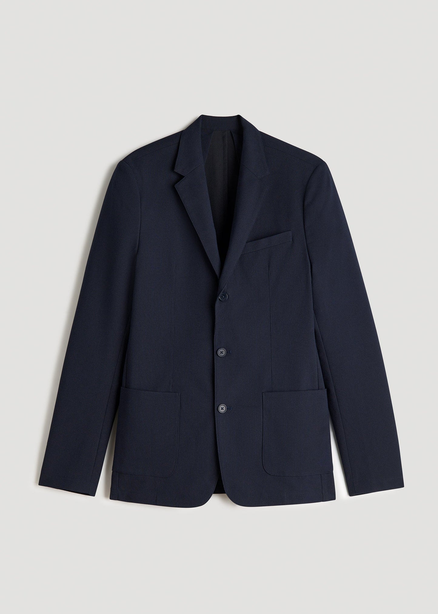 American Tall Men Textured Garment Washed Stretch Cotton Blazer for Tall Men in Evening Blue