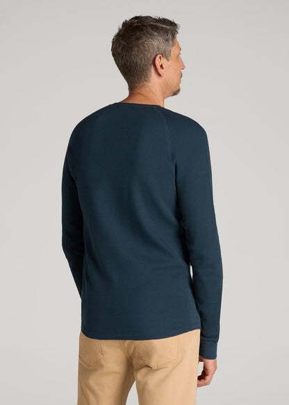American Tall Men Double Honeycomb Thermal Long-Sleeve Henley Shirt for Tall Men in True Navy