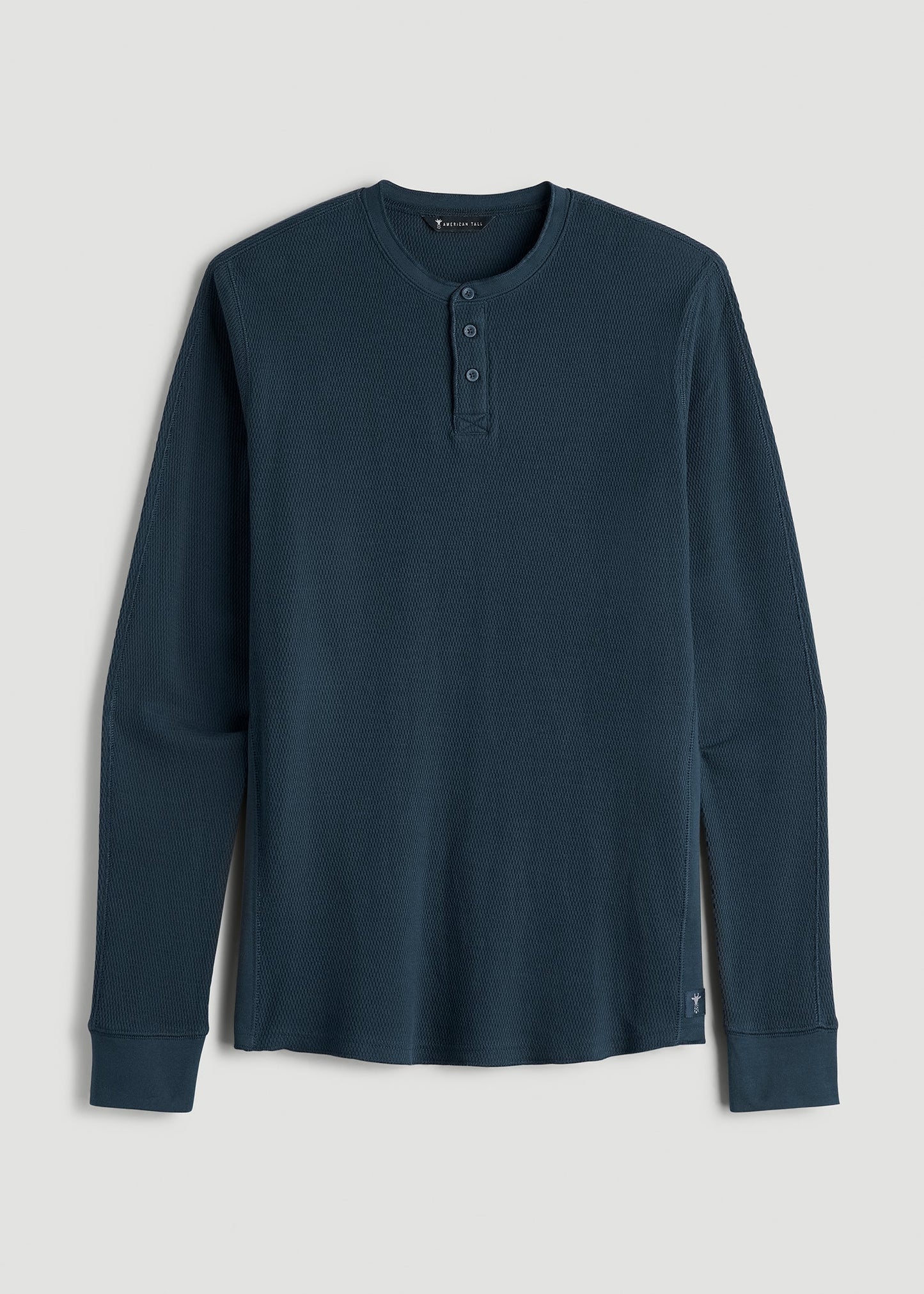American Tall Men Double Honeycomb Thermal Long-Sleeve Henley Shirt for Tall Men in True Navy