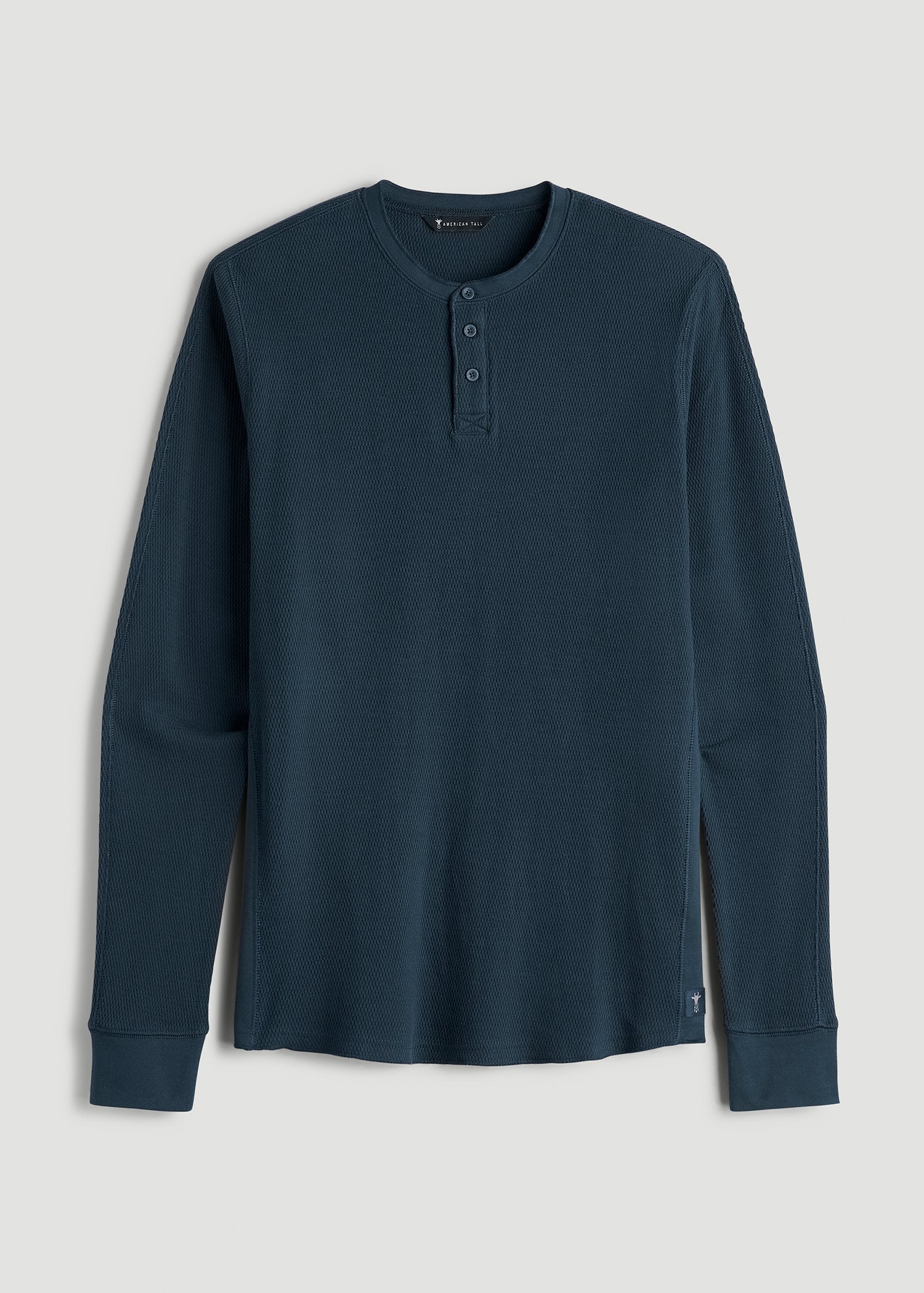 American Tall Men Double Honeycomb Thermal Long-Sleeve Henley Shirt for Tall Men in True Navy
