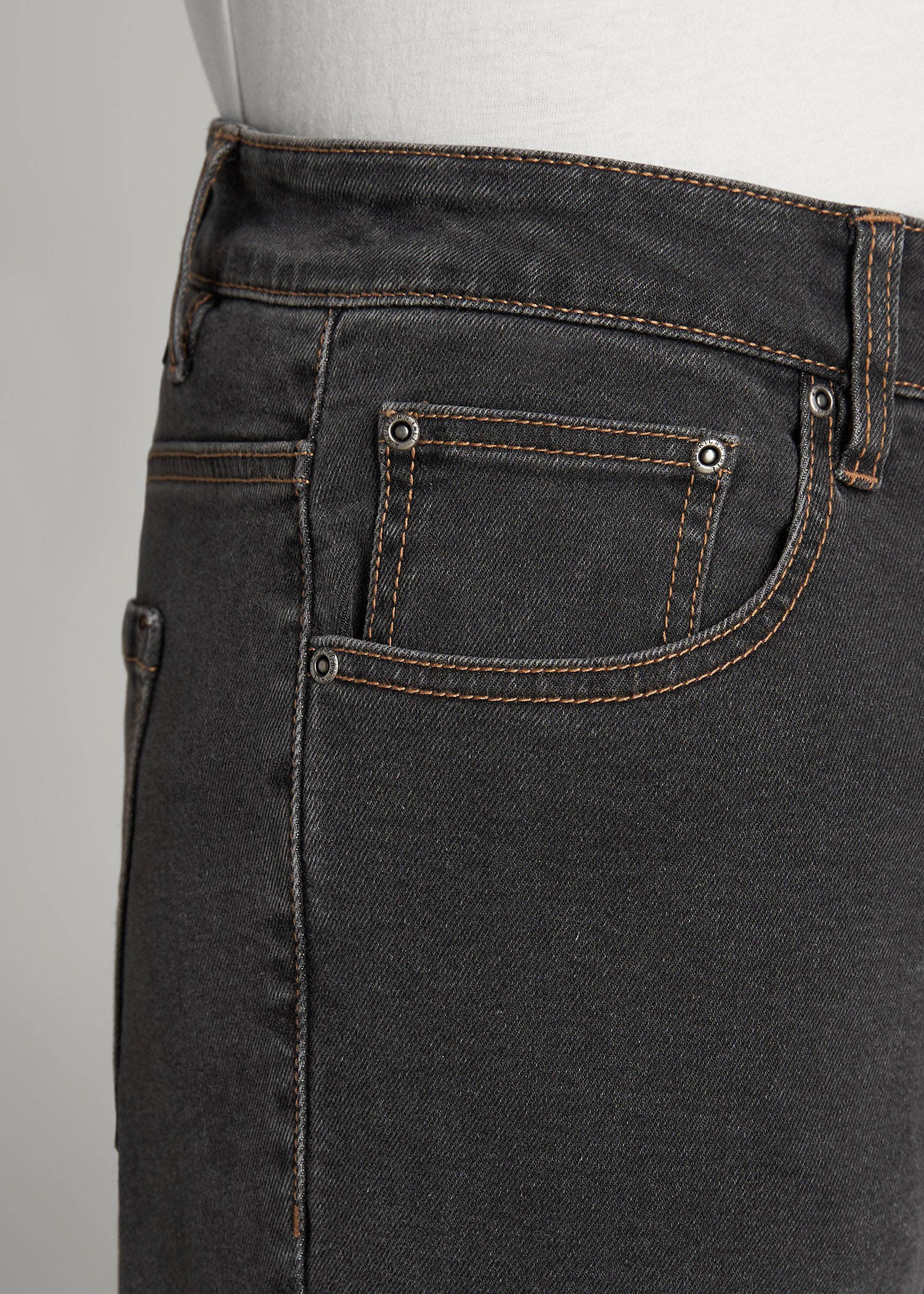 American Tall Men Carman TAPERED Jeans for Tall Men in Dark Grey Denim